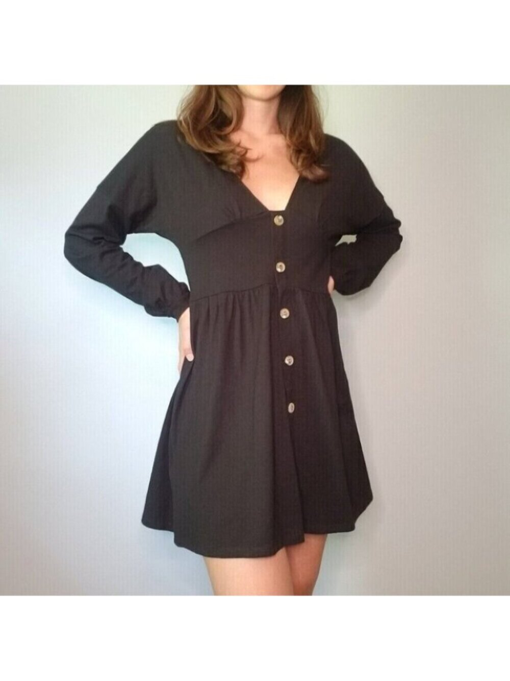 ASOS Long Sleeve Black Button Front Dress Women's Size 4